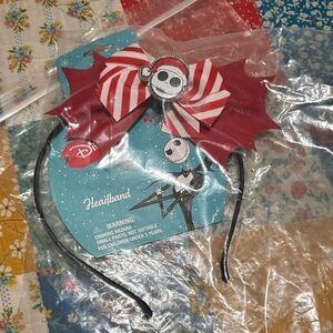 Disney Jack Skellington Headband with Red and White Bow